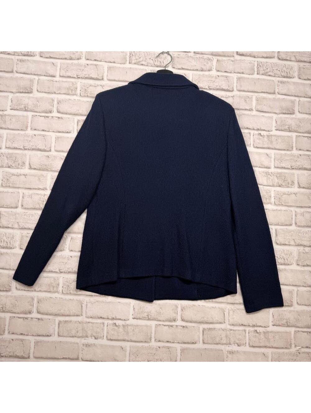 St. John Vintage Navy Single Breasted Blazer Gold Buttons Women's 14 Wool - Picture 7 of 7